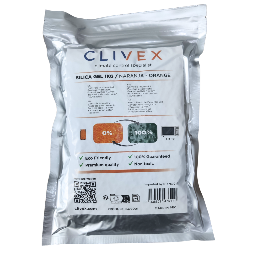 Clivex Gel de Silice Naranja 1-3 mm (Control de Humedad) 1Kg