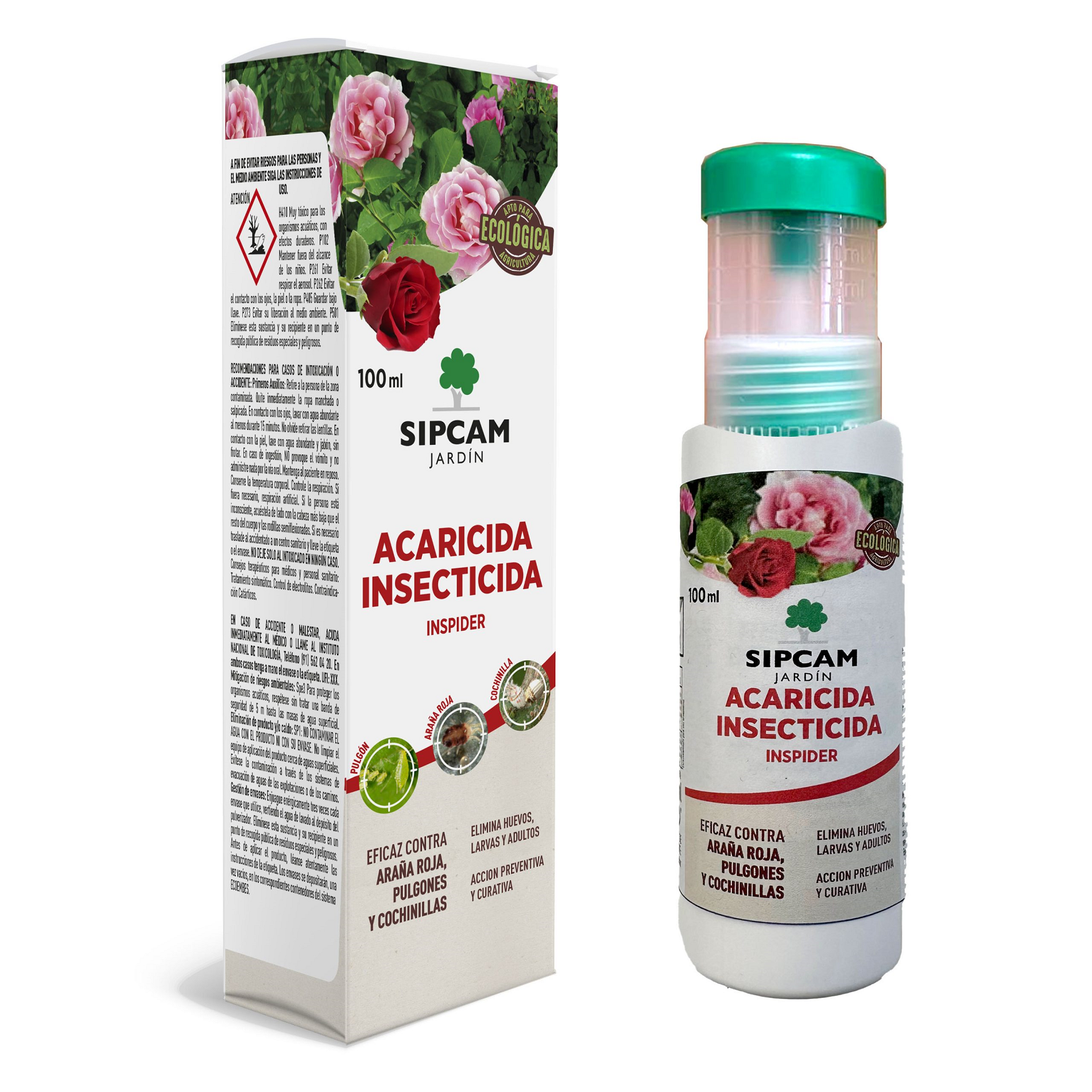 Sipcam Jardín Inspider (Acaricida Insecticida Concentrado) (Aceite de Colza+Piretrinas) 100ml